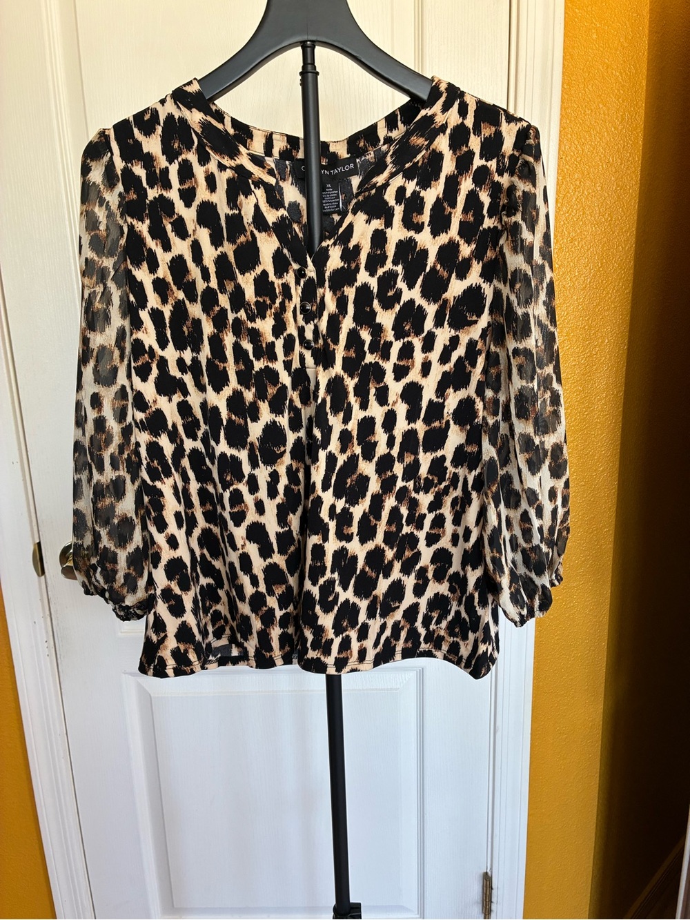 Carolyn Taylor - Cheetah-Print Blouse in Beige and Black